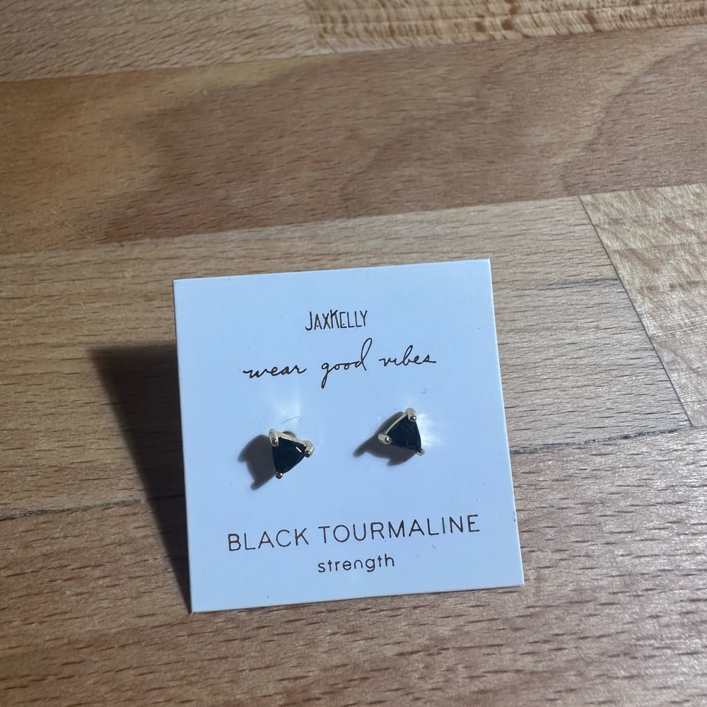 Jaxkelly Black Tourmaline Earrings-“wear good vibes” and strength